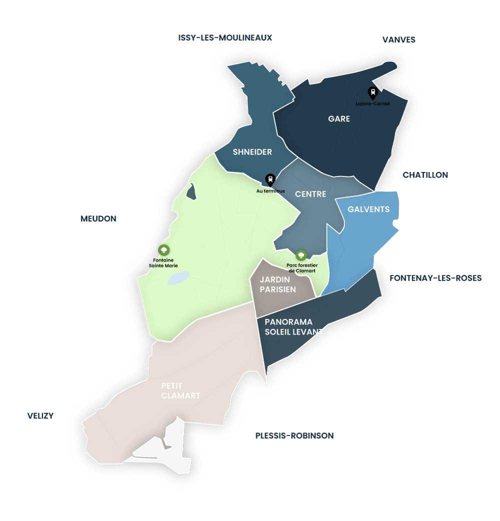 Plan schématique de Clamart par quartiers